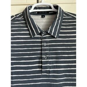 Travis Matthews Golf Shirt Gray Stripe Mens Large Short Sleeve